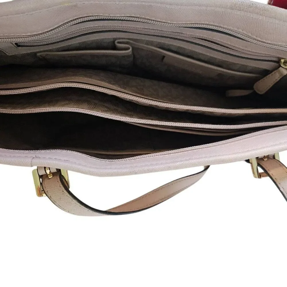 Michael Kors Jet Set Travel saffiano leather tote, powdered blush.